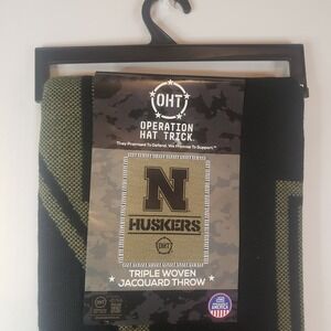 Nebraska OHT Woven Throw Blanket 46" × 60" RARE
